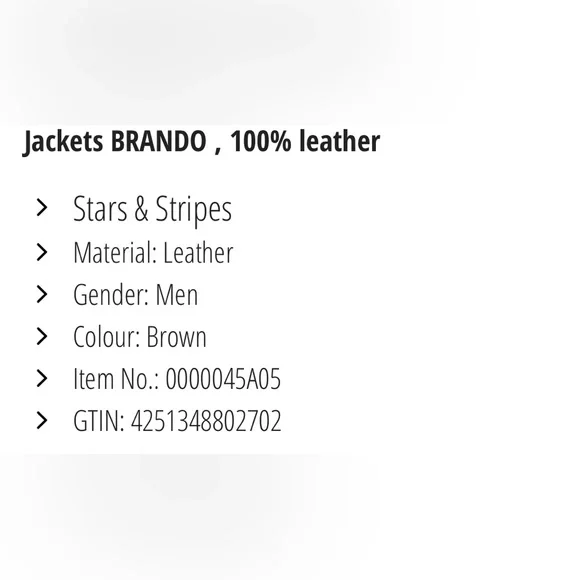 STARS & STRIPESJACKET BRANDO ,100% LEATHER Jacket NWT